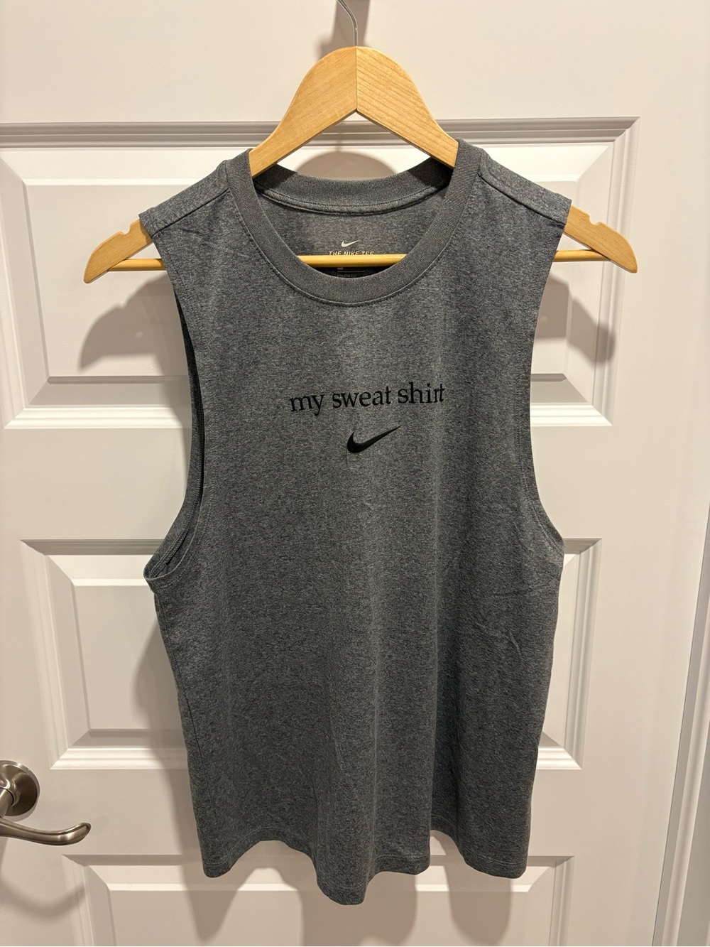 Nike Gray Muscle Tank with "my sweat shirt" Graphic